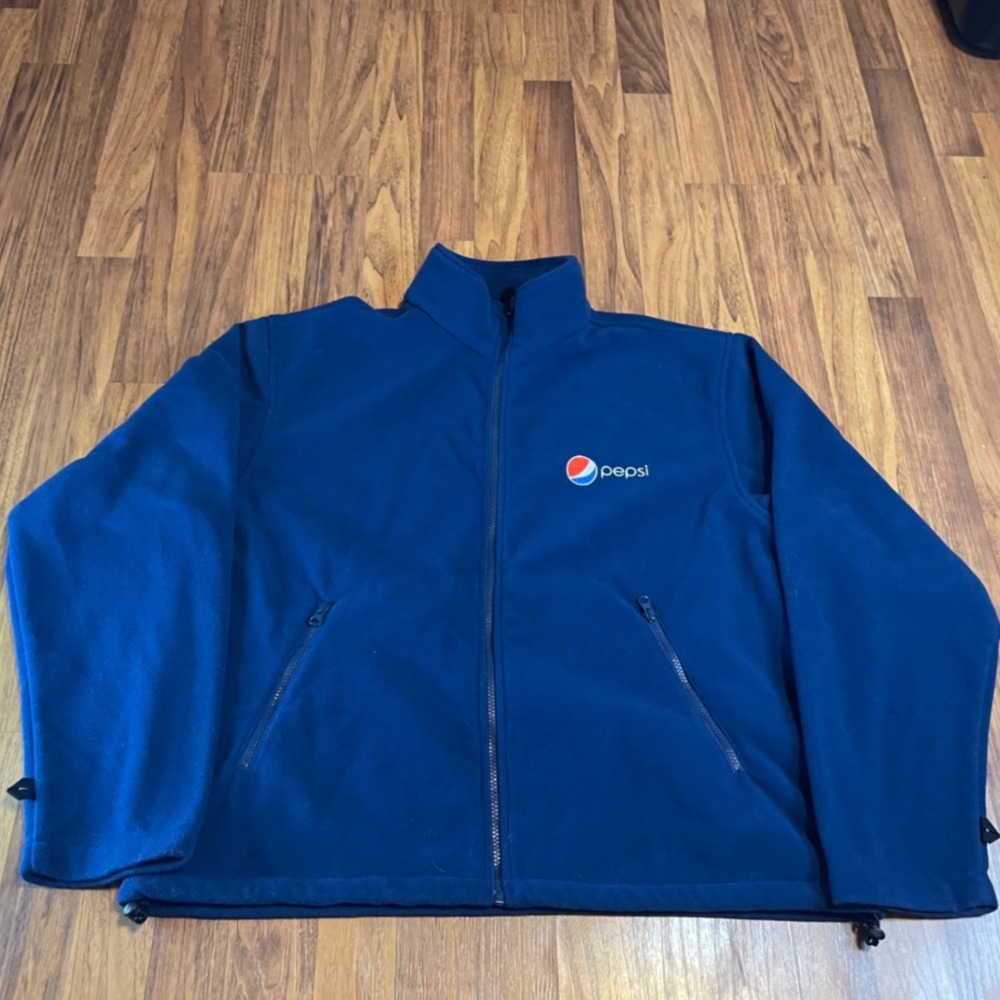 Pepsi Aramark Fleece Jacket Mens Large Blue Full Zip Embroidered Logo Workwear L
